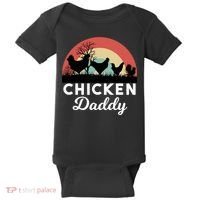 Chicken Daddy With Retro Sunset, Funny Chicken Lover, Farmer Baby Bodysuit thumb 0