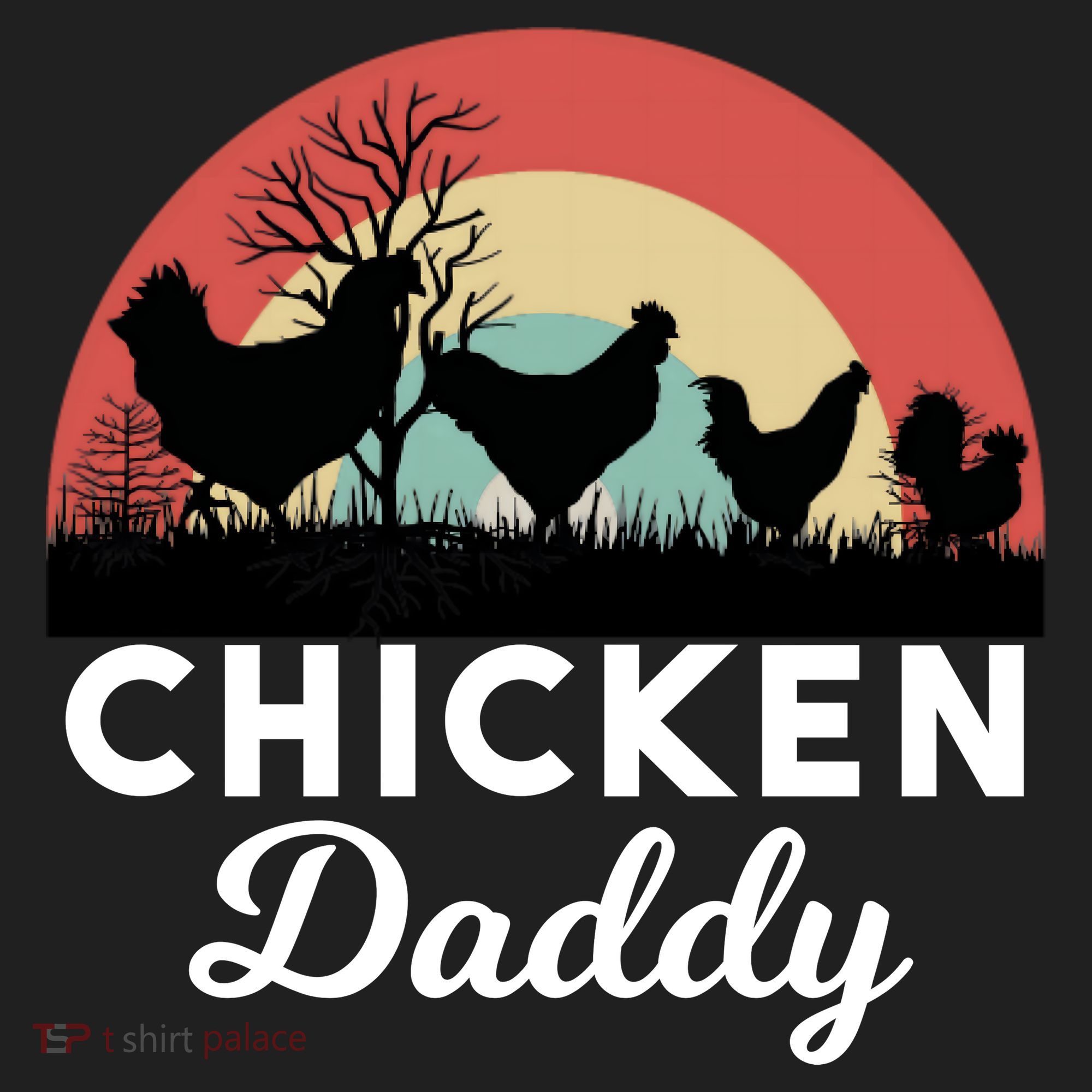 Chicken Daddy With Retro Sunset, Funny Chicken Lover, Farmer Hat