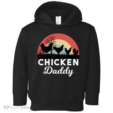 Chicken Daddy With Retro Sunset, Funny Chicken Lover, Farmer Toddler Hoodie
