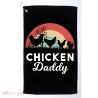 Chicken Daddy With Retro Sunset, Funny Chicken Lover, Farmer Golf Towel thumb 0
