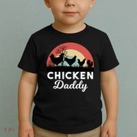 Chicken Daddy With Retro Sunset, Funny Chicken Lover, Farmer Toddler T-Shirt thumb 2