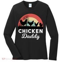 Chicken Daddy With Retro Sunset, Funny Chicken Lover, Farmer Women's Long Sleeve Shirt thumb 0