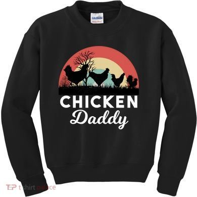 Chicken Daddy With Retro Sunset, Funny Chicken Lover, Farmer Kids Sweatshirt