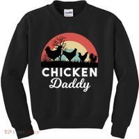 Chicken Daddy With Retro Sunset, Funny Chicken Lover, Farmer Kids Sweatshirt thumb 0