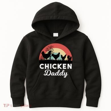 Chicken Daddy With Retro Sunset, Funny Chicken Lover, Farmer Kids Hoodie