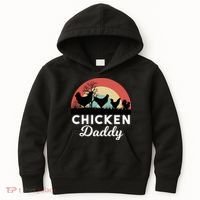 Chicken Daddy With Retro Sunset, Funny Chicken Lover, Farmer Kids Hoodie thumb 0