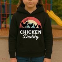 Chicken Daddy With Retro Sunset, Funny Chicken Lover, Farmer Kids Hoodie thumb 3