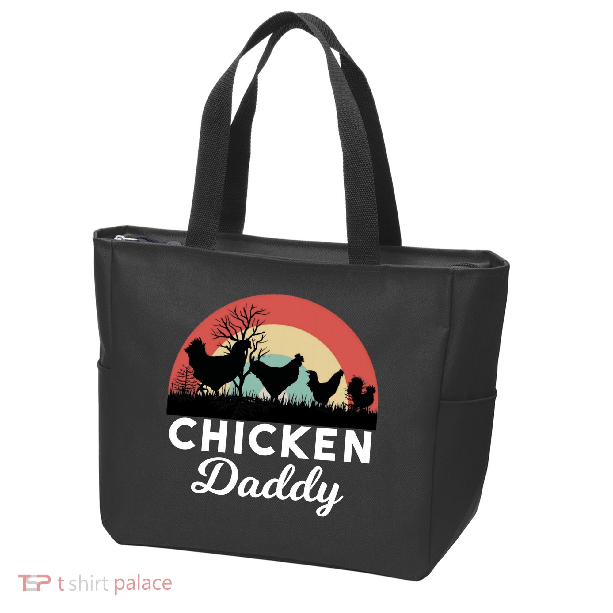Chicken Daddy With Retro Sunset, Funny Chicken Lover, Farmer Tote Bag