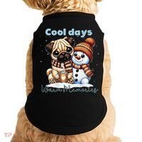 Cool Days Warm Memories Pug And Snowman Friend Share Cocoa Doggie Tank thumb 0