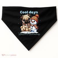 Cool Days Warm Memories Pug And Snowman Friend Share Cocoa USA-Made Doggie Bandana thumb 0