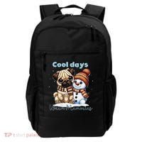 Cool Days Warm Memories Pug And Snowman Friend Share Cocoa Backpack thumb 0