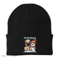 Cool Days Warm Memories Pug And Snowman Friend Share Cocoa Beanie thumb 0