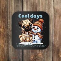 Cool Days Warm Memories Pug And Snowman Friend Share Cocoa Coaster thumb 0