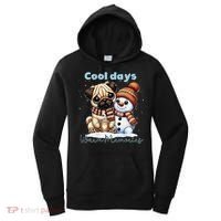 Cool Days Warm Memories Pug And Snowman Friend Share Cocoa Women's Hoodie thumb 0