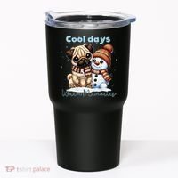 Cool Days Warm Memories Pug And Snowman Friend Share Cocoa Tumbler thumb 0