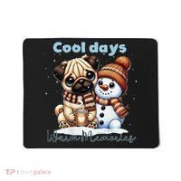 Cool Days Warm Memories Pug And Snowman Friend Share Cocoa Mousepad thumb 0