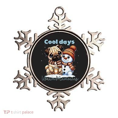 Cool Days Warm Memories Pug And Snowman Friend Share Cocoa Ornament