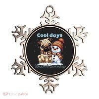 Cool Days Warm Memories Pug And Snowman Friend Share Cocoa Ornament thumb 0