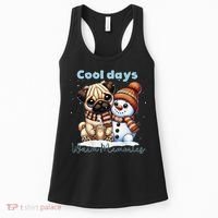 Cool Days Warm Memories Pug And Snowman Friend Share Cocoa Women's Tank Top thumb 0