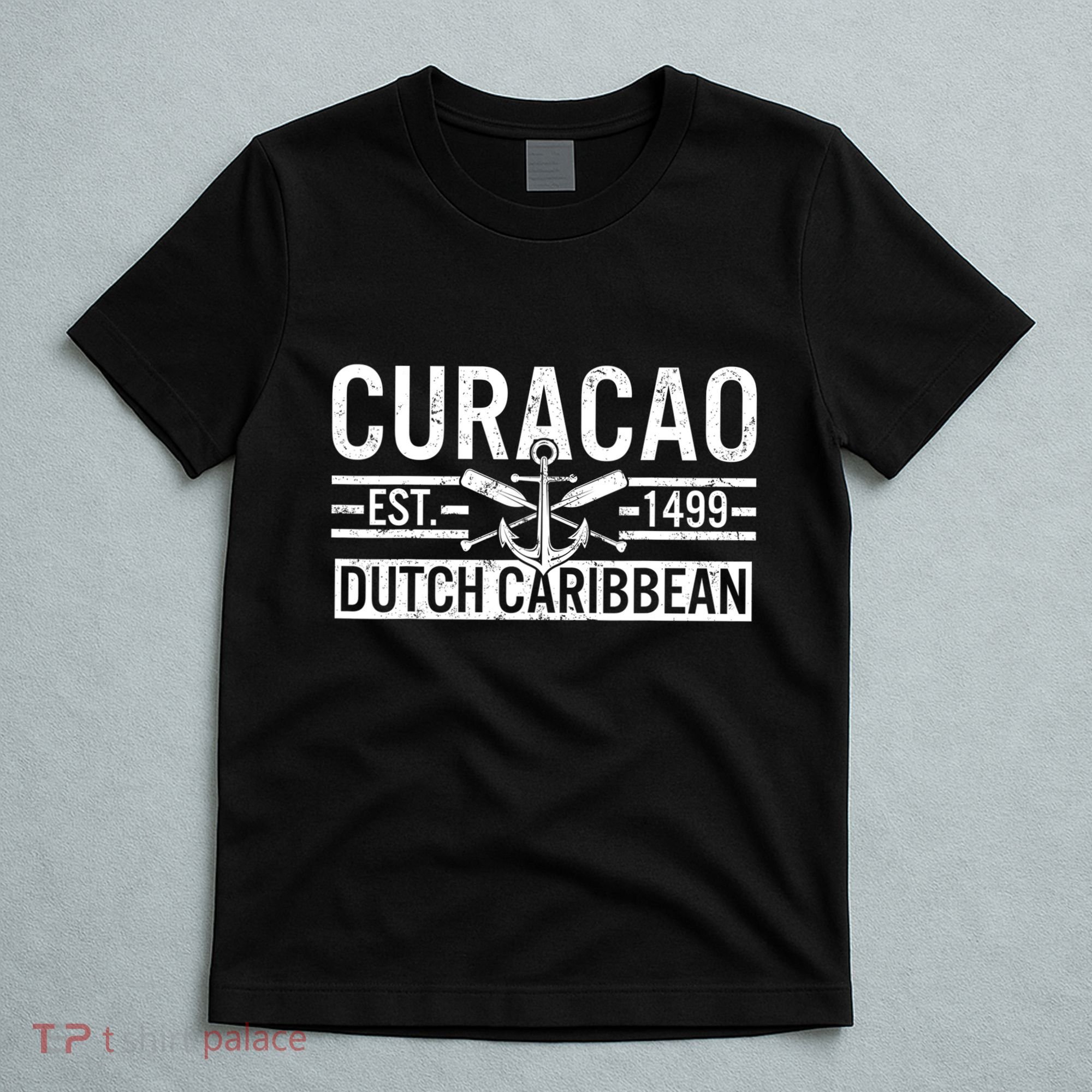 Curacao Established 1499 Dutch Caribbean Crossed Oars Anchor T-Shirt