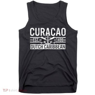 Curacao Established 1499 Dutch Caribbean Crossed Oars Anchor Tank Top