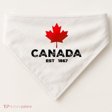 Canada Est 1867 Proud Canadian Vintage Maple Leaf USA-Made Doggie Bandana