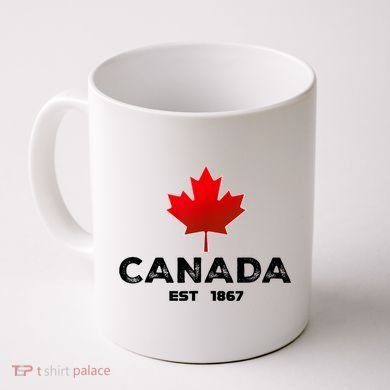 Canada Est 1867 Proud Canadian Vintage Maple Leaf Coffee Mug