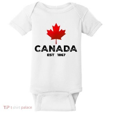 Canada Est 1867 Proud Canadian Vintage Maple Leaf Baby Bodysuit