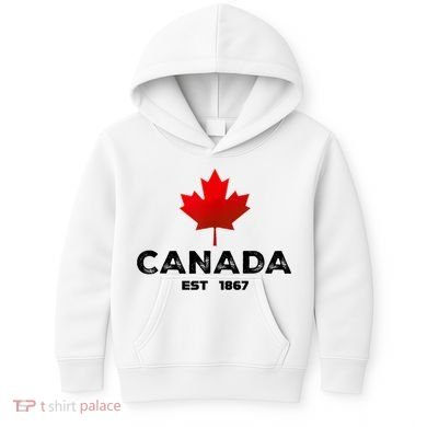 Canada Est 1867 Proud Canadian Vintage Maple Leaf Kids Hoodie