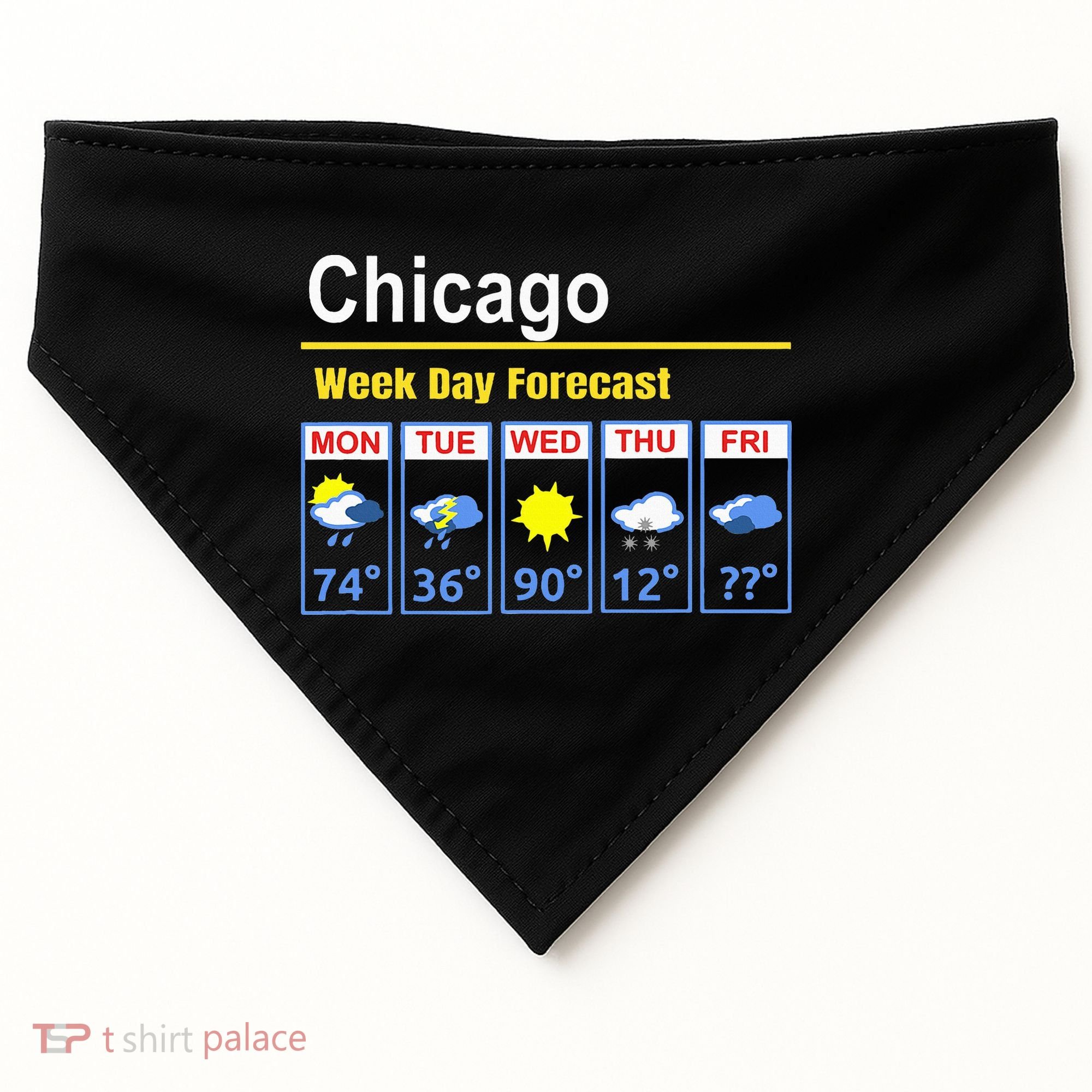 Chicago Erratic 5 Day Weather Forecast USA-Made Doggie Bandana