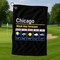 Chicago Erratic 5 Day Weather Forecast Golf Towel thumb 1