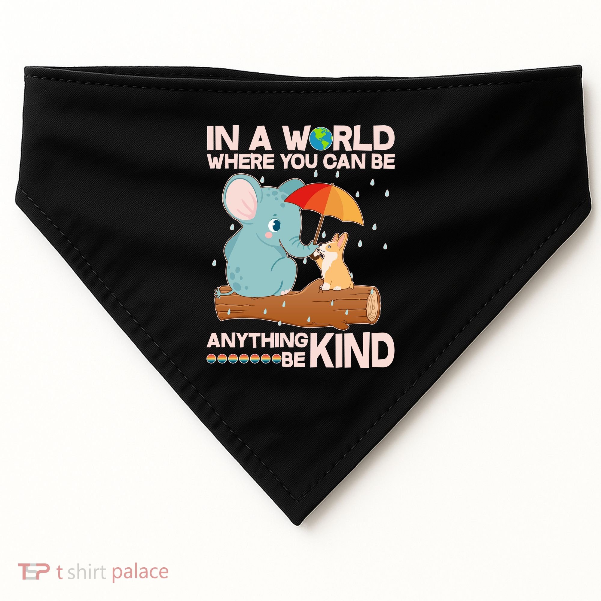 Cute Elephant And Corgi Be Kind USA-Made Doggie Bandana