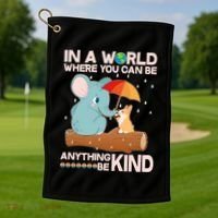 Cute Elephant And Corgi Be Kind Golf Towel thumb 1