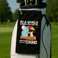 Cute Elephant And Corgi Be Kind Golf Towel thumb 2