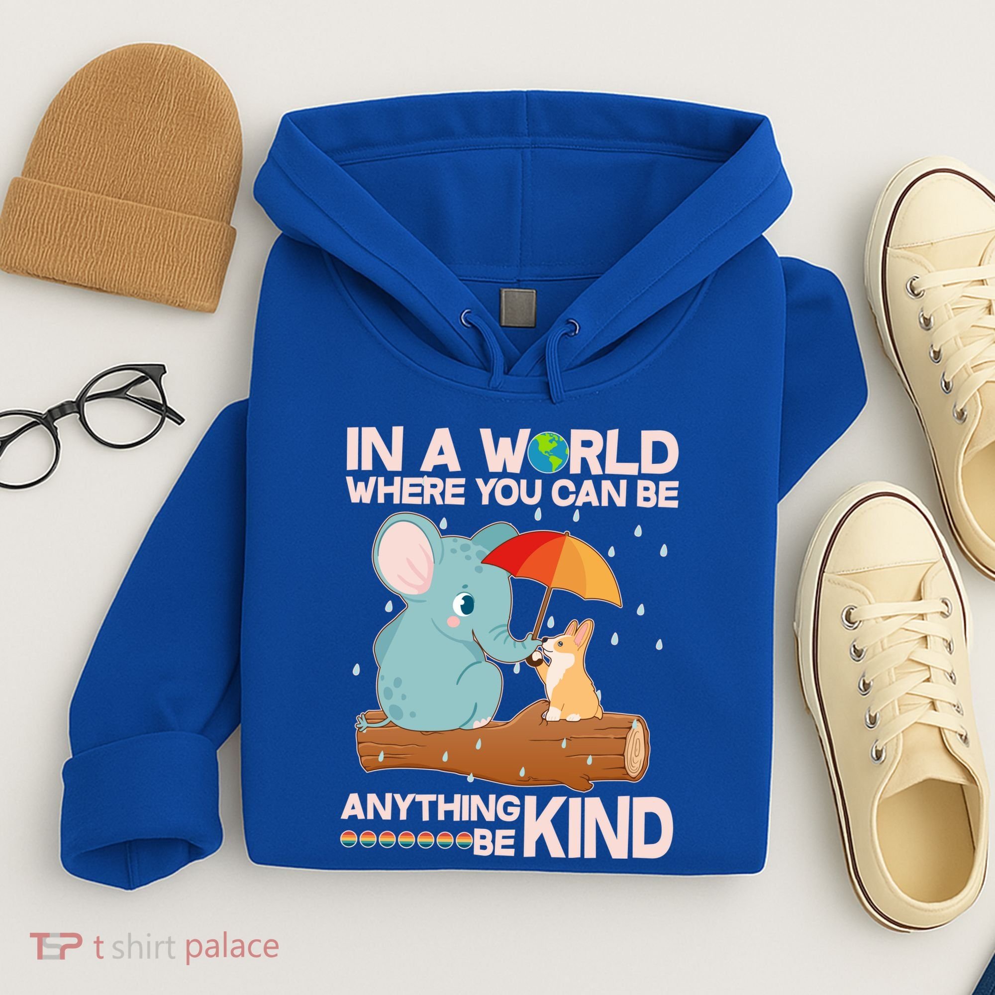 Cute Elephant And Corgi Be Kind Hoodie