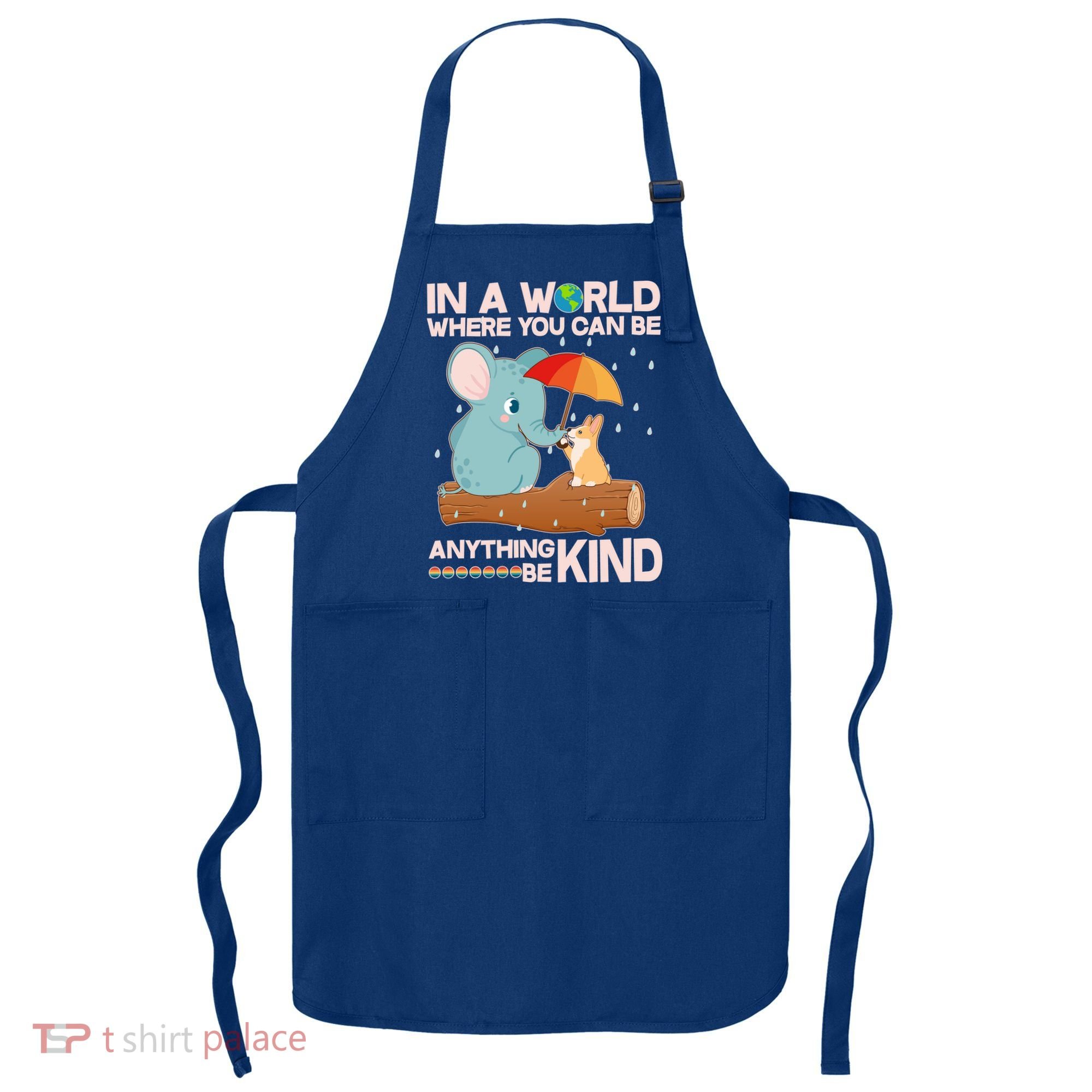 Cute Elephant And Corgi Be Kind Apron