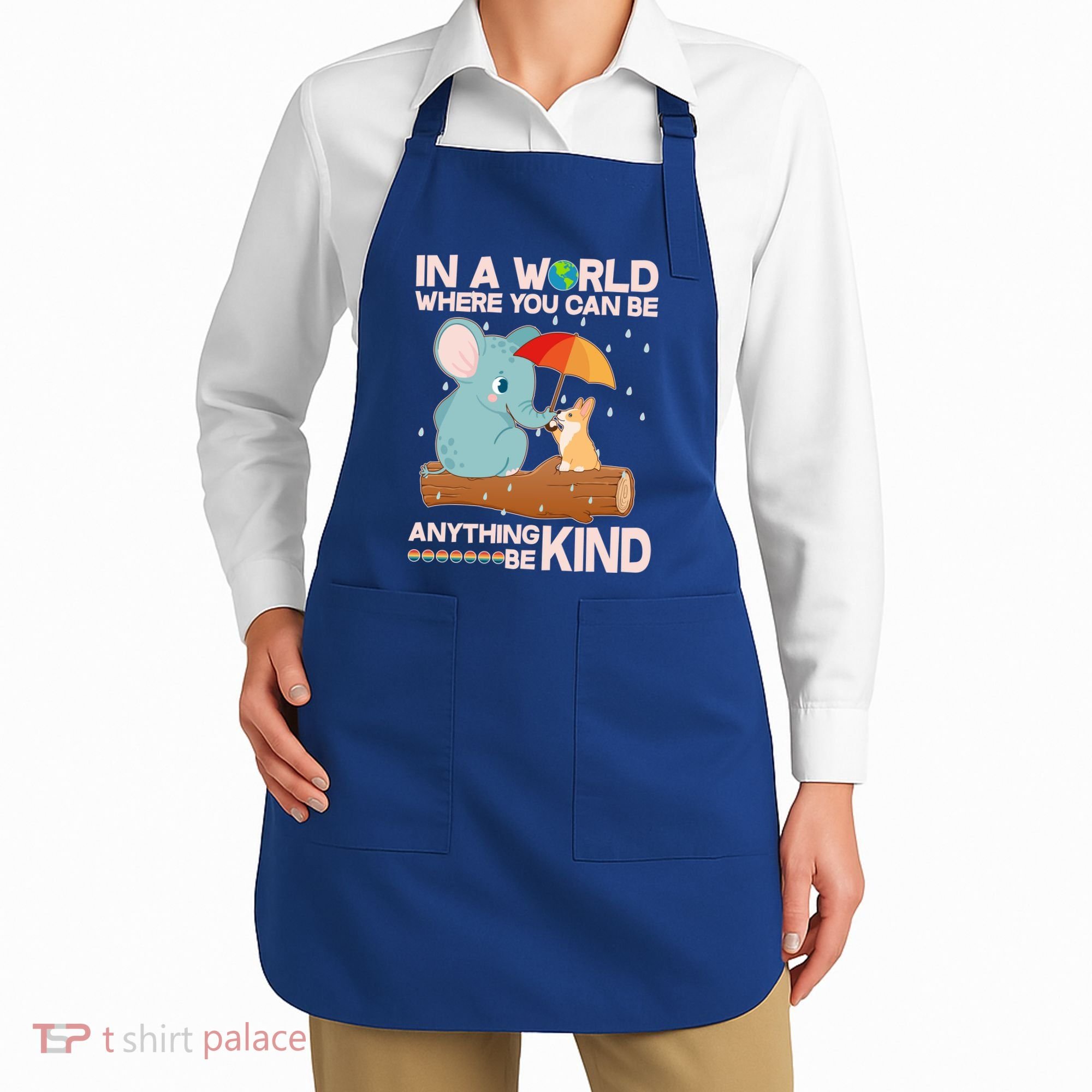 Cute Elephant And Corgi Be Kind Apron