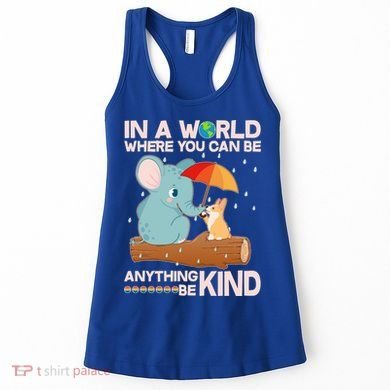 Cute Elephant And Corgi Be Kind Women's Tank Top