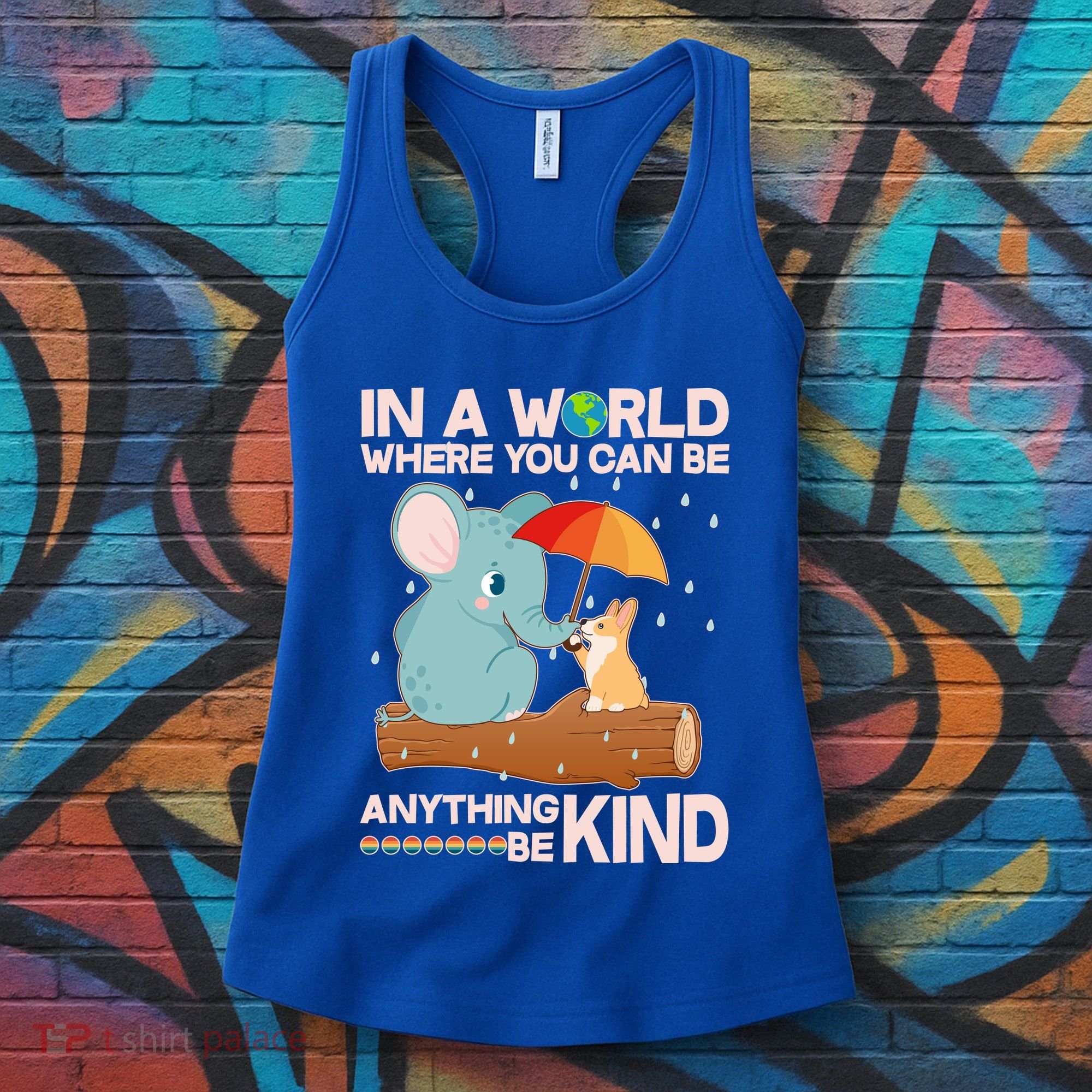 Cute Elephant And Corgi Be Kind Women's Tank Top