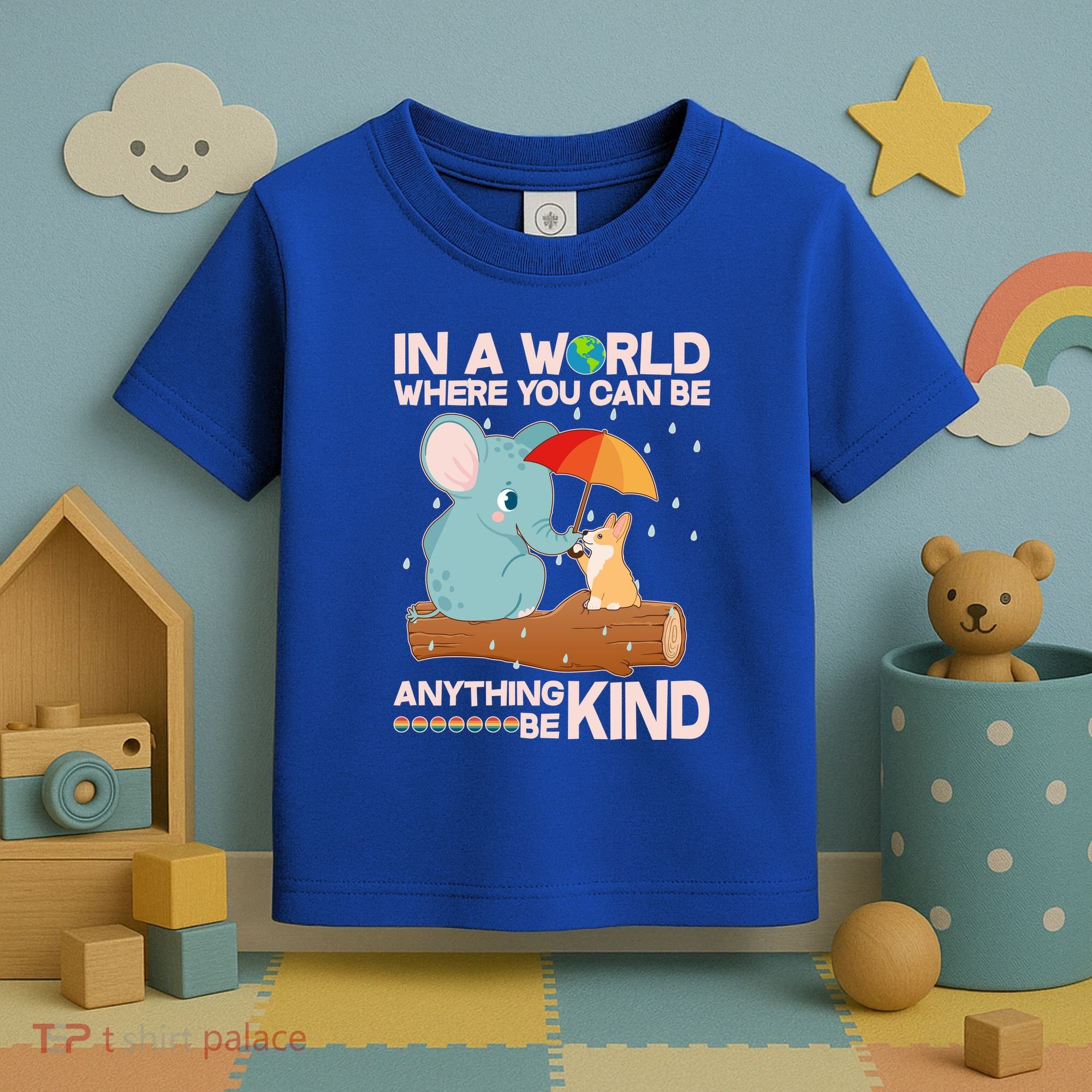 Cute Elephant And Corgi Be Kind Toddler T-Shirt