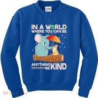 Cute Elephant And Corgi Be Kind Kids Sweatshirt thumb 0
