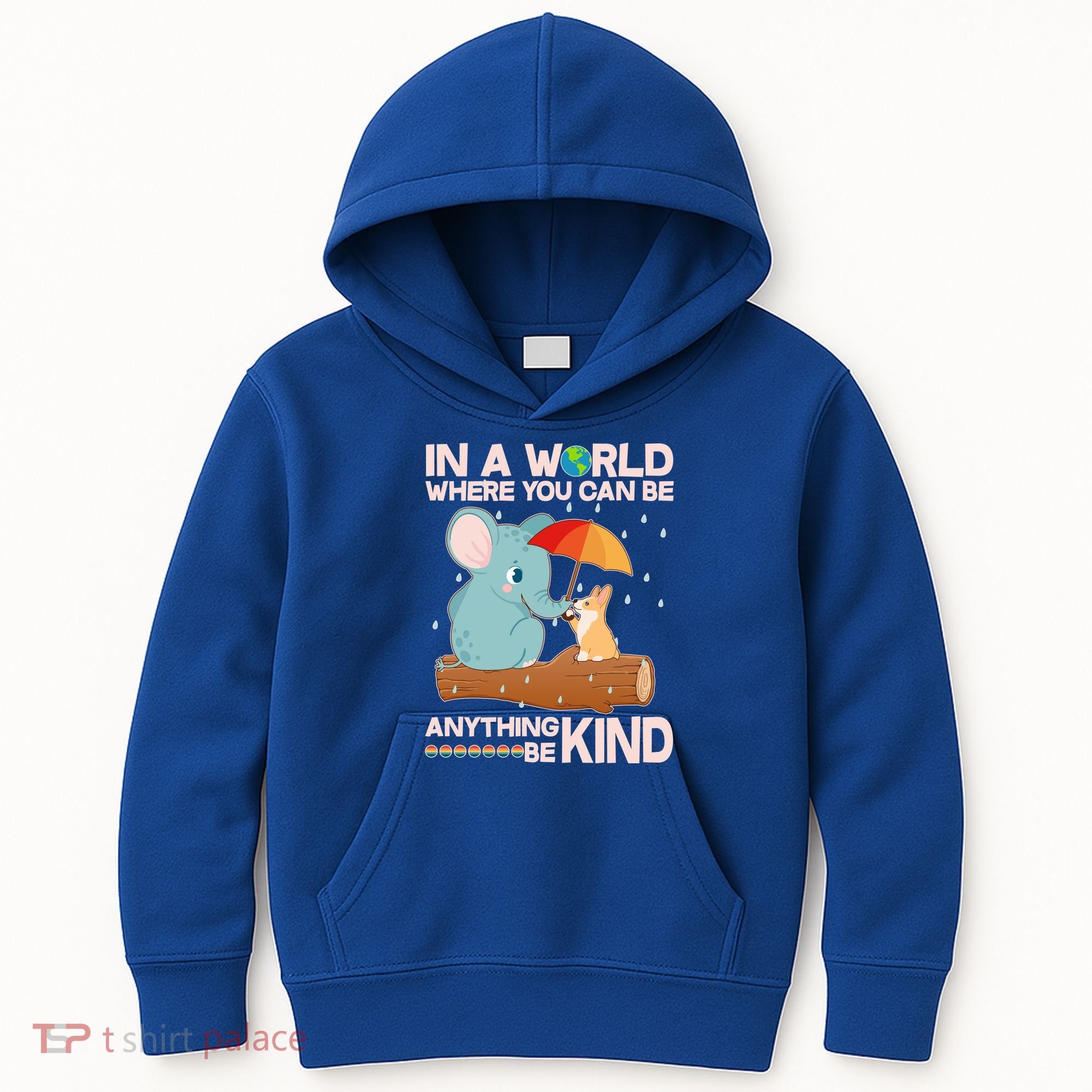 Cute Elephant And Corgi Be Kind Kids Hoodie