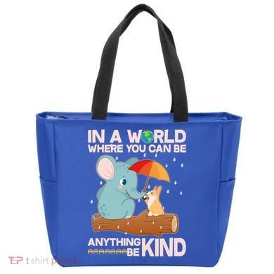 Cute Elephant And Corgi Be Kind Tote Bag