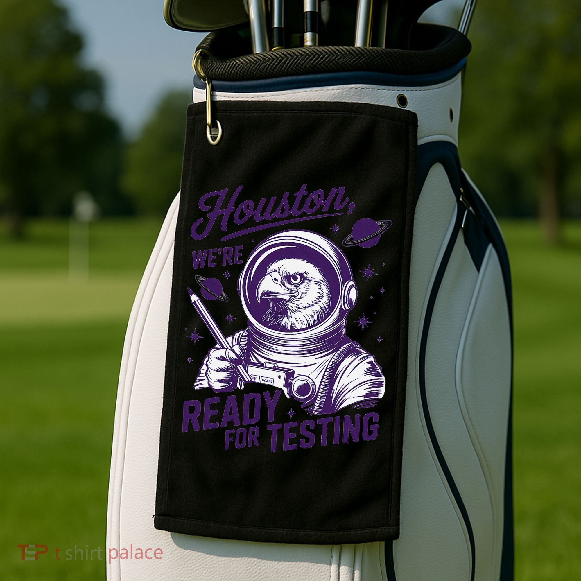 Cool Eagle Astronaut Houston Were Ready For Testing Teacher Golf Towel