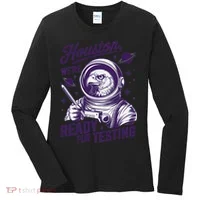 Cool Eagle Astronaut Houston Were Ready For Testing Teacher Women's Long Sleeve Shirt thumb 0