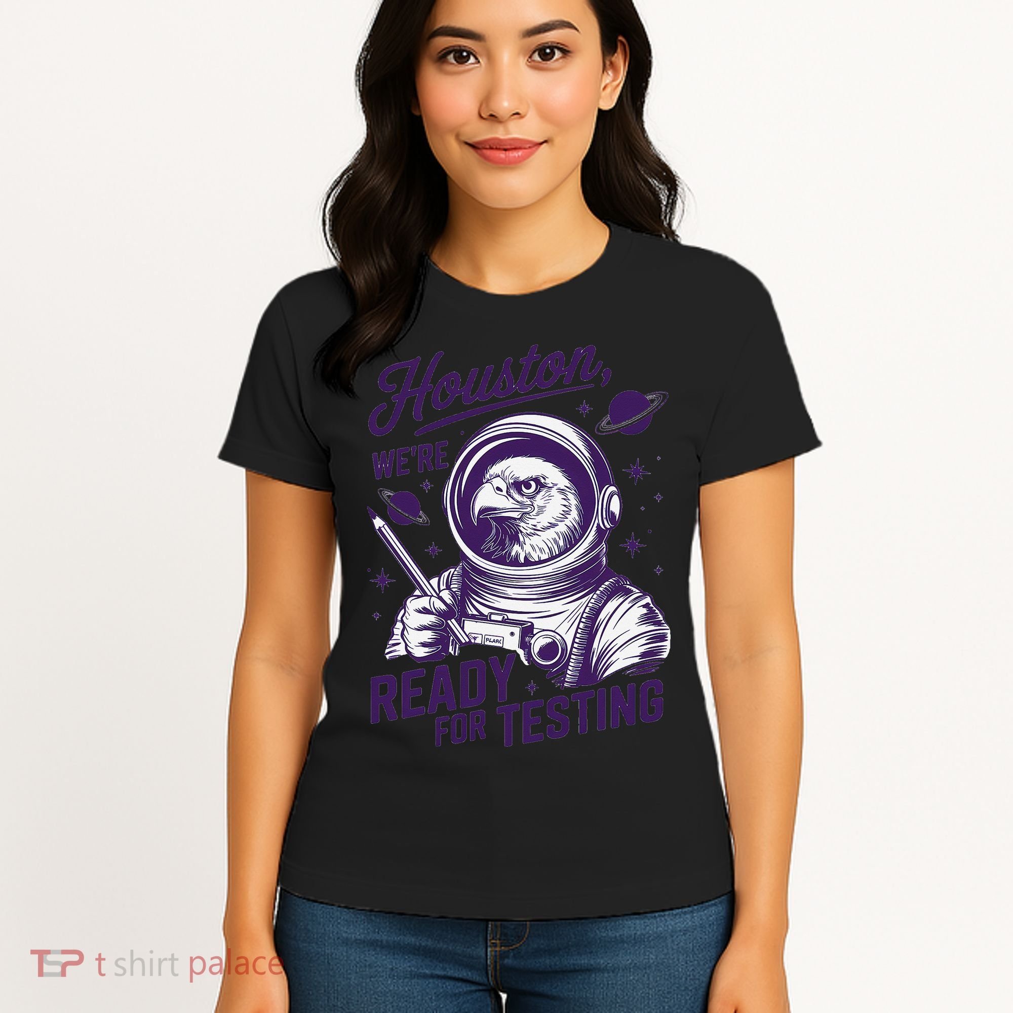 Cool Eagle Astronaut Houston Were Ready For Testing Teacher Women's T-Shirt