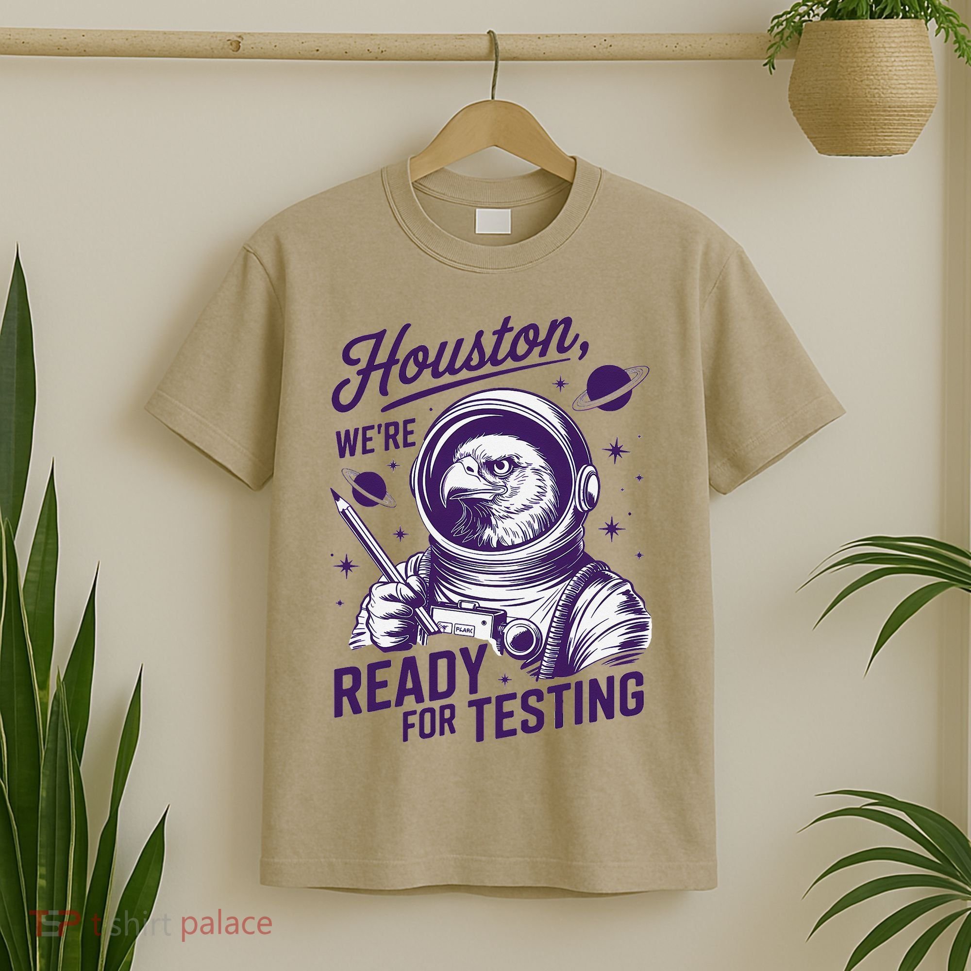Cool Eagle Astronaut Houston Were Ready For Testing Teacher T-Shirt