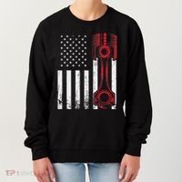 Car Enthusiast American Flag Piston Muscle Car Women's Sweatshirt thumb 0