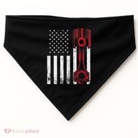 Car Enthusiast American Flag Piston Muscle Car USA-Made Doggie Bandana thumb 0