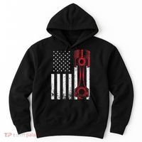 Car Enthusiast American Flag Piston Muscle Car Hoodie thumb 0